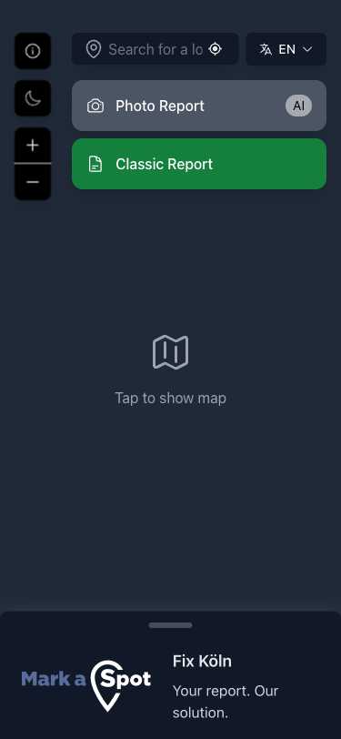 Citizen Reporting Platform - Mobile Overview with Interactive Map
