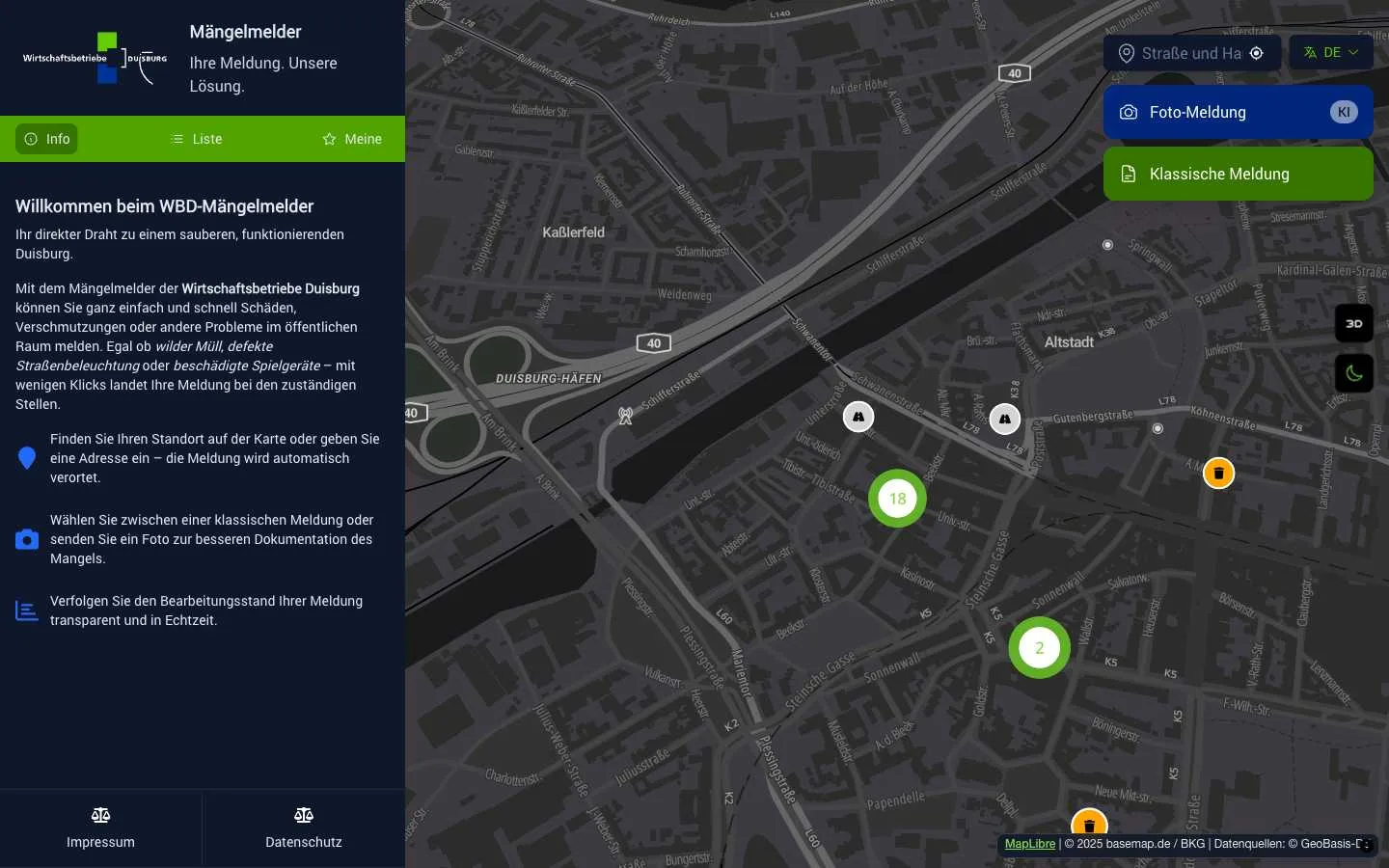 Citizen request management for public utilities - WBD Duisburg, Germany