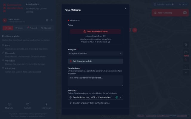 Mark-a-Spot reporting form with a pre-selected facility in facility mode