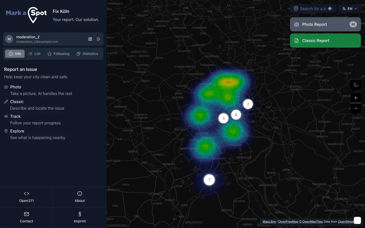 Municipal Staff Dashboard - Mark-a-Spot